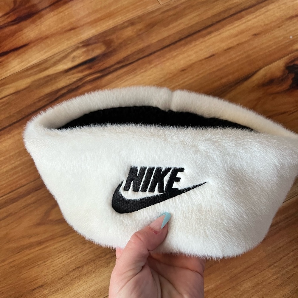 Fuzzy White Nike Headband/Earmuffs